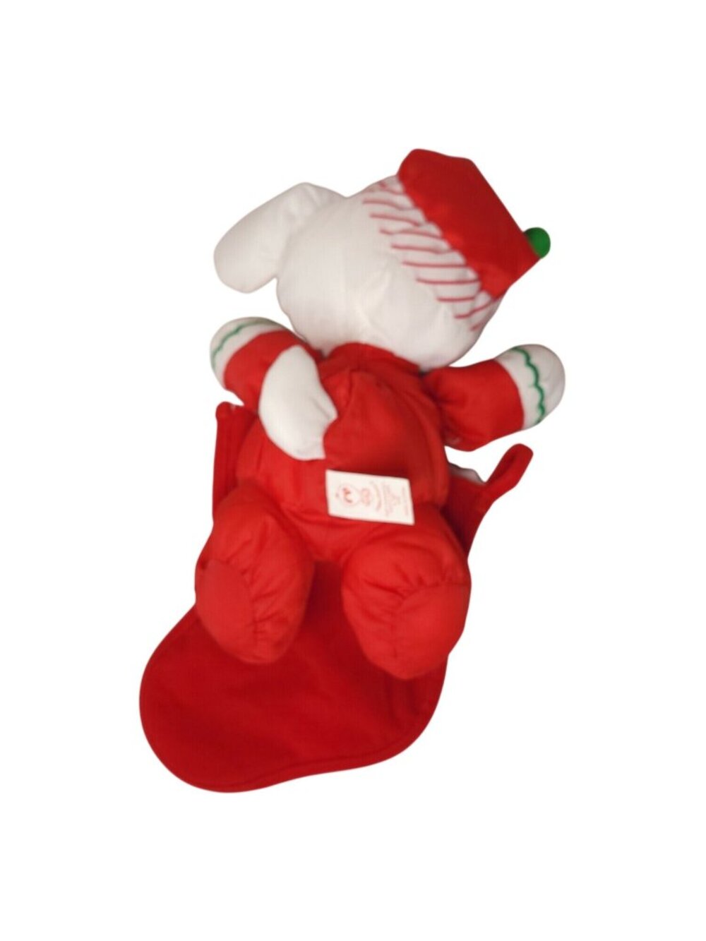 Vintage Fisher-Price Puffalumps 1991 Puppy Christmas Stocking Plush Red & White - Picture 5 of 6